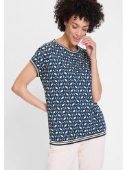 Olsen Bluzka w kolorze granatowo-białym rozmiar: 38. Białe bluzki Olsen, bez wzorów, bez kołnierzyka, bez ramiączek. Za 60.99 zł.
