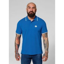 Koszulka Polo bawełniana klasyczna dla dorosłych Pique Stripes Regular. Niebieskie koszulki polo PITBULL, m, bez wzorów, z bawełny, bez kołnierzyka, bez ramiączek. Za 139.99 zł.