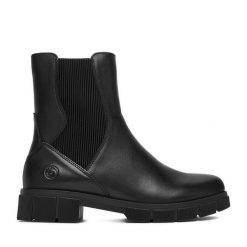 Botki Remonte. Czarne botki Remonte, bez wzorów, bez obcasa, na płaskiej podeszwie, bez zapięcia. Za 469.99 zł.