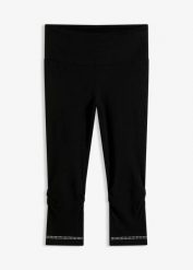 Legginsy rybaczki z połyskiem (2 szt.). Czarne legginsy bonprix, bez wzorów, z koronki. Za 55.98 zł.