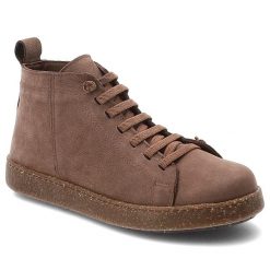 Trzewiki damskie Ravini o sznurowanym fasonie z wysoką cholewką i grubą podeszwą brązowe, 8905 Brown Nubuck. Brązowe botki Ravini, bez wzorów, z jeansu, przed kolano, bez obcasa, bez zapięcia. Za 329.00 zł.