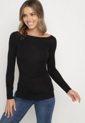 Czarna Bluzka z Wiskozą i Marszczeniem Furitta. Czarne bluzki Born2be, m, bez wzorów, z jeansu, klasyczne, bez kołnierzyka, bez ramiączek. Za 69.99 zł.