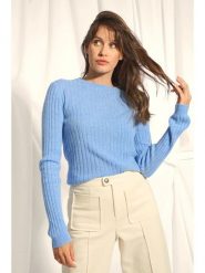 Just Cashmere Kaszmirowy sweter "Avana" w kolorze błękitnym rozmiar: XXL. Niebieskie swetry Just Cashmere, xxl, bez wzorów, z kaszmiru, bez ramiączek. Za 382.99 zł.