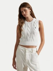 Polo Ralph Lauren Sweter 211959295001 Biały Slim Fit. Białe swetry Polo Ralph Lauren, xl, bez wzorów, z bawełny, bez ramiączek. Za 659.99 zł.