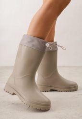 Szare Kalosze ze Stoperem na Cholewce Eunosa. Szare kalosze Born2be, bez wzorów, z jeansu. Za 79.99 zł.