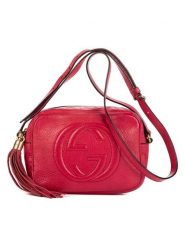 Gucci Skórzana torebka w kolorze różowym - 33 x 30 x 11 cm rozmiar: onesize. Różowe torby na ramię Gucci, bez wzorów, z materiału, na ramię, bez dodatków. Za 3,601.99 zł.