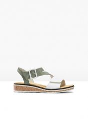Sandały Rieker. Zielone sandały bonprix, bez wzorów, bez obcasa, bez zapięcia. Za 219.99 zł.