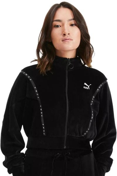 Bluza damska PUMA Cropped Velour. Bluzy sportowe Puma, z aplikacjami, z dresówki, bez kaptura. Za 192.68 zł.