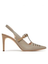 Pollini Sandały PA10138C0MPA210A Beżowy. Brązowe sandały Pollini, bez wzorów, ze skóry, bez obcasa, na szpilce, bez zapięcia. Za 1,819.00 zł.