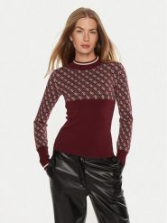 Guess Sweter W3BR81 Z37K0 Bordowy Regular Fit. Czerwone swetry Guess, xs, z aplikacjami, z syntetyku, bez ramiączek. Za 199.99 zł.