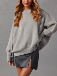 Milan Kiss Sweter w kolorze szarym rozmiar: L. Szare swetry Milan Kiss, l, bez wzorów, prążkowane, bez ramiączek. Za 152.99 zł.