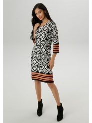 Aniston Sukienka w kolorze czarno-białym rozmiar: 40. Białe sukienki Aniston, na co dzień, bez wzorów, bez kołnierzyka, bez ramiączek, midi, proste. Za 91.45 zł.