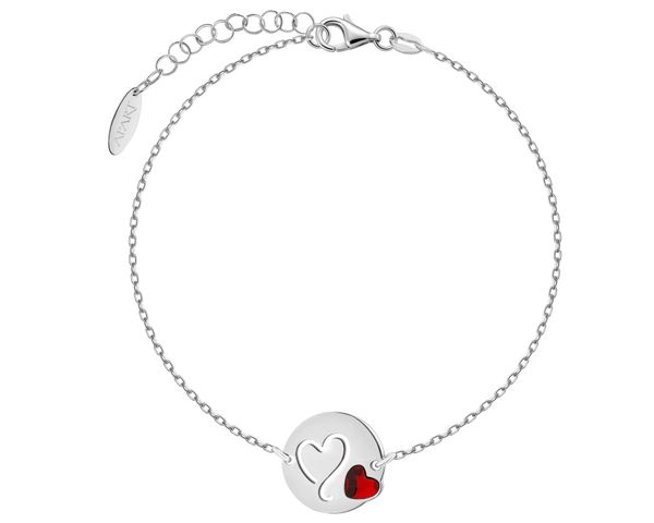 Bransoletka srebrna ze szlifowanym szkłem - serca. Szare bransoletki Apart, srebrne. Za 179.00 zł.