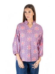 Isla Bonita by SIGRIS Bluzka w kolorze fioletowo-jasnoróżowym rozmiar: S. Różowe bluzki Isla Bonita by SIGRIS, s, bez wzorów, z bawełny, bez kołnierzyka, bez ramiączek. Za 79.59 zł.