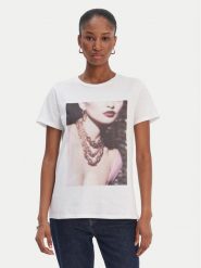 Guess T-Shirt W6RI57 K9RM1 Biały Classic Fit. Białe t-shirty Guess, m, z aplikacjami, z bawełny, bez kołnierzyka, bez ramiączek. Za 149.99 zł.