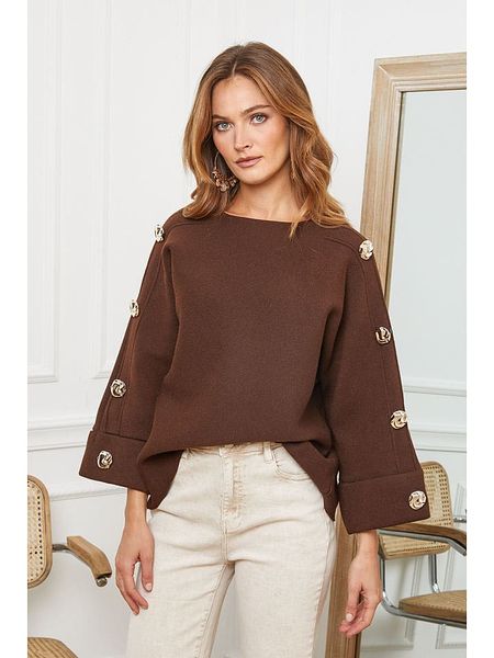Joséfine Sweter "Marole" w kolorze brązowym rozmiar: S. Brązowe swetry Joséfine, s, bez wzorów, bez ramiączek. Za 222.94 zł.