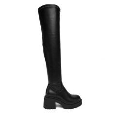 Kozaki DeeZee. Czarne kozaki DeeZee, bez obcasa, na słupku, bez zapięcia. Za 249.99 zł.