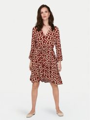 ONLY Sukienka codzienna Clemmentine 15320417 Bordowy Regular Fit. Czerwone sukienki Only, na co dzień, s, bez wzorów, z wiskozy, bez kołnierzyka, bez ramiączek, proste. Za 79.99 zł.