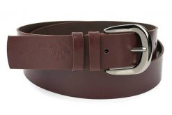 Pasek skórzany BELTIMORE burgundowy r.85-100 cm. Czerwone paski bez wzorów. Za 65.99 zł.