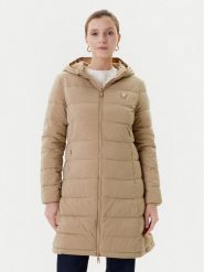 Guess Płaszcz zimowy V4YL05 WF3X0 Beżowy Regular Fit. Brązowe płaszcze Guess, na zimę, xs, z aplikacjami, z syntetyku, bez kaptura. Za 589.99 zł.