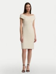 Lauren Ralph Lauren Sukienka koktajlowa 253936390002 Écru Slim Fit. Sukienki Lauren Ralph Lauren, bez wzorów, z syntetyku, wizytowe, bez kołnierzyka, bez ramiączek. Za 1,869.00 zł.