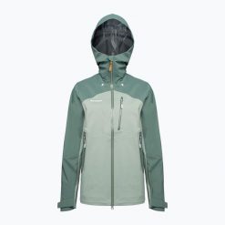 Kurtka przeciwdeszczowa damska Mammut Alto Guide HS Hooded. Zielone kurtki sportowe Mammut, xs, bez wzorów, bez kaptura, trekkingowe. Za 999.99 zł.