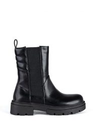 Musk Botki w kolorze czarnym rozmiar: 40. Czarne botki MUSK, bez wzorów, z materiału, z okrągłym noskiem, bez obcasa, bez zapięcia. Za 132.67 zł.