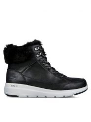 Skechers Trzewiki Glacial Ultra Cozyly 144178/BLK Czarny. Czarne botki Skechers, bez wzorów, z materiału, bez obcasa, na płaskiej podeszwie, bez zapięcia. Za 339.99 zł.