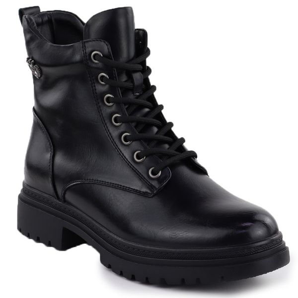 Botki damskie workery ocieplane czarne Potocki 25-19324. Czarne botki POTOCKI, bez wzorów, z materiału, bez obcasa, bez zapięcia. Za 189.99 zł.