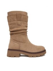 Clara Barson Botki CEO-WS6332-01 Beżowy. Brązowe botki Clara Barson, bez wzorów, z materiału, bez obcasa, na płaskiej podeszwie, bez zapięcia. Za 179.99 zł.