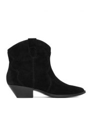 Badura Kowbojki EO-V365-05 Czarny. Czarne botki Badura, bez wzorów, ze skóry, bez obcasa, na słupku, bez zapięcia. Za 379.99 zł.