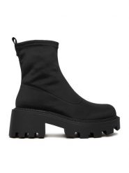 DeeZee Botki 67091-8 Czarny. Czarne botki DeeZee, bez wzorów, z materiału, bez obcasa, na słupku, bez zapięcia. Za 219.99 zł.
