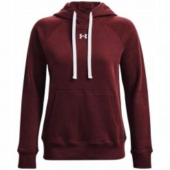 Bluza Z Kapturem Damska Polar Rival HB. Czerwone bluzy Under Armour, bez wzorów, z polaru, z kapturem. Za 135.99 zł.