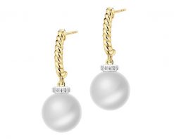 Kolczyki z żółtego złota z diamentami i perłami - próba 585. Żółte kolczyki Apart, z diamentem, złote. Za 2,959.00 zł.