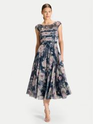 Swing Sukienka koktajlowa 5AK11400 Granatowy Regular Fit. Niebieskie sukienki Swing, bez wzorów, z syntetyku, wizytowe, bez kołnierzyka, bez ramiączek. Za 919.99 zł.