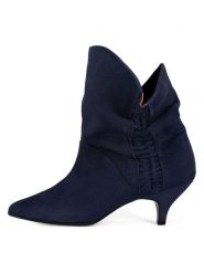 Loft37 Skórzane botki w kolorze granatowym rozmiar: 36. Niebieskie botki loft37, bez wzorów, bez obcasa, na szpilce, bez zapięcia. Za 382.99 zł.