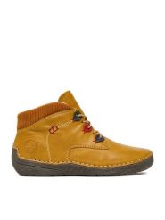 Rieker Botki 52544-68 Żółty. Żółte botki Rieker, bez wzorów, z materiału, bez obcasa, na płaskiej podeszwie, bez zapięcia. Za 369.99 zł.