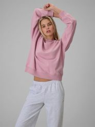 4F Bluza dresowa loose bez kaptura damska - różowa M. Czerwone bluzy 4f, l, bez wzorów, z bawełny, bez kaptura. Za 129.99 zł.