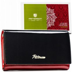 Portfel damski Peterson PTN 1N-466 czarny. Czarne portfele Peterson, bez wzorów, ze skóry. Za 129.99 zł.