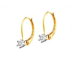 Kolczyki z żółtego i białego złota z brylantami - 0,05 ct - próba 585. Białe kolczyki Apart, z brylantem, złote. Za 1,249.00 zł.