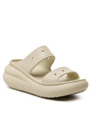 Crocs Klapki Classic Crush Sandal 207670 Beżowy. Brązowe klapki Crocs, bez wzorów, z tworzywa sztucznego, bez obcasa. Za 159.99 zł.