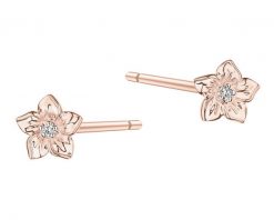 Kolczyki z różowego złota z diamentami - kwiaty - 0,008 ct - próba 585. Czerwone kolczyki Apart, z diamentem, złote. Za 679.00 zł.