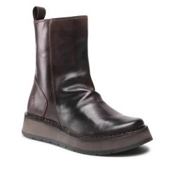 Botki Fly London. Brązowe botki Fly London, bez wzorów, bez obcasa, na płaskiej podeszwie, bez zapięcia. Za 729.99 zł.