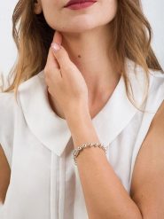 Pandora Srebrna bransoletka z elementami ozdobnymi rozmiar: onesize. Szare bransoletki Pandora, srebrne. Za 283.74 zł.