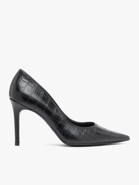Czarne wysokie szpilki wzór krokodyla. Czarne szpilki Brawo sp. z o.o., bez wzorów, ze skóry, eleganckie, bez obcasa, na szpilce, bez zapięcia. Za 399.99 zł.