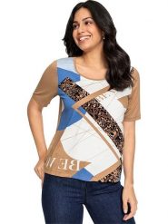 WITT WEIDEN Koszulka w kolorze jasnobrązowo-białym rozmiar: 44. Białe bluzki WITT WEIDEN, bez wzorów, bez kołnierzyka, bez ramiączek. Za 65.95 zł.