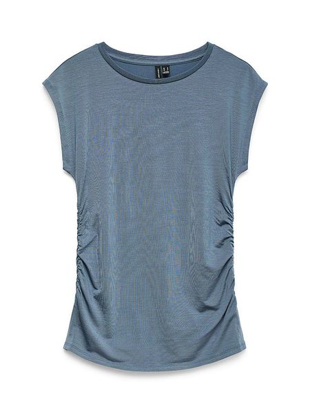 Vero Moda Koszulka w kolorze niebieskim rozmiar: XS. Niebieskie bluzki Vero Moda, xs, bez wzorów, bez kołnierzyka, bez ramiączek. Za 51.95 zł.