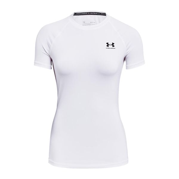 Koszulka treningowa damska Under Armour HeatGear Compression. Białe bluzki Under Armour, l, bez wzorów, sportowe, bez kołnierzyka, bez ramiączek. Za 109.99 zł.