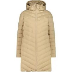 Cmp WOMAN LONG COAT płaszcz damski długi 100% poliester — P405 Cookie. Brązowe płaszcze CMP, bez wzorów, z materiału, bez kaptura. Za 504.00 zł.