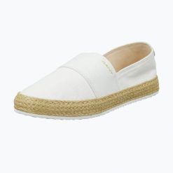 Espadryle damskie GANT Raffiaville. Białe espadryle GANT, bez wzorów, z materiału, bez obcasa, bez zapięcia. Za 299.99 zł.